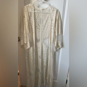 Ivory lace cover up/ kimono style
